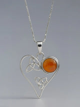Carnelian and Gemstone Heart Sterling Silver Pendant