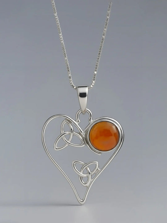 Carnelian and Gemstone Heart Sterling Silver Pendant