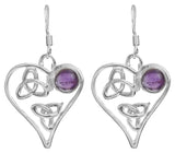 Garnet and Black Onyx Heart Sterling Silver Earrings