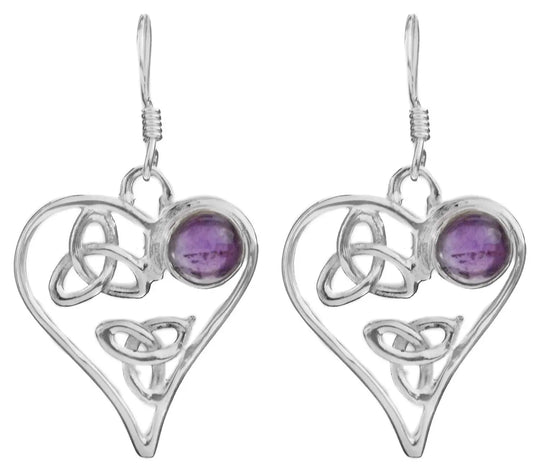 Garnet and Black Onyx Heart Sterling Silver Earrings