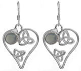 Garnet and Black Onyx Heart Sterling Silver Earrings