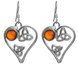 Garnet and Black Onyx Heart Sterling Silver Earrings