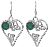 Garnet and Black Onyx Heart Sterling Silver Earrings