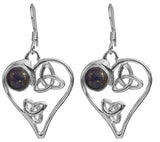 Garnet and Black Onyx Heart Sterling Silver Earrings
