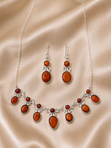 Gemstone Sterling Silver Necklace and Earrings Set