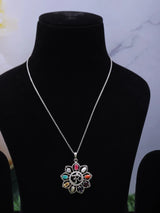 Navaratna Om Sterling Silver Pendant