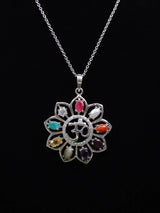 Navaratna Om Sterling Silver Pendant