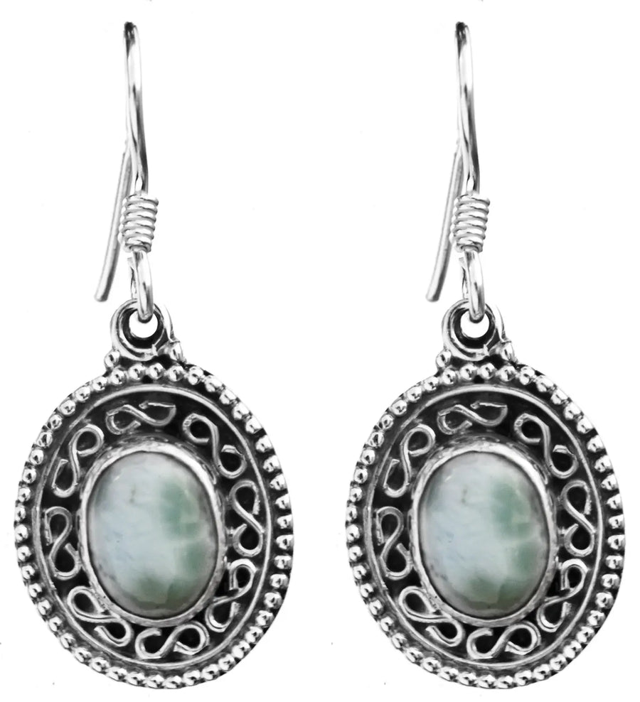Larimar Oval Sterling Silver Earrings