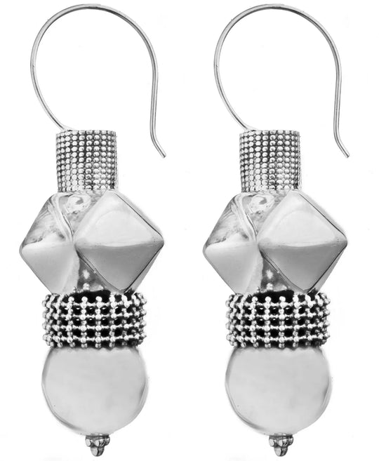 Sterling Silver Designer Earrings in Oxidised Finish