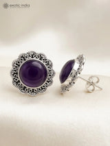 Amethyst Gemstone Sterling Silver Stud Earrings