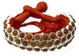 Carnelian and Garnet Gemstone Sterling Silver Cord Bracelet