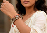 Carnelian and Garnet Gemstone Sterling Silver Cord Bracelet