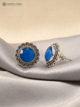 Green Onyx Floral Sterling Silver Stud Earrings