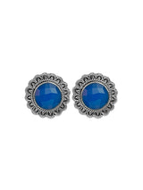 Green Onyx Floral Sterling Silver Stud Earrings