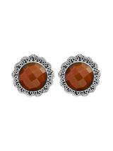 Green Onyx Floral Sterling Silver Stud Earrings