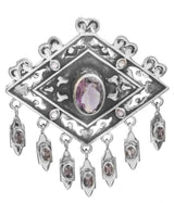 Faceted Amethyst Sterling Silver Pendant with Dangles