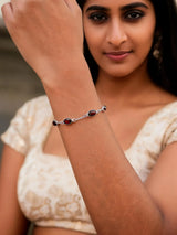 Faceted Garnet Sterling Silver Chain Bracelet