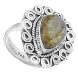 Malachite and Tiger Eye Gemstone Spiral Sterling Silver Ring