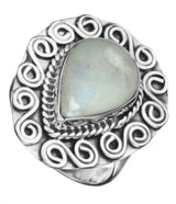 Malachite and Tiger Eye Gemstone Spiral Sterling Silver Ring