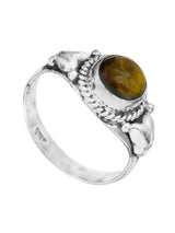 Onyx, Tiger Eye, Malachite and Pearl Sterling Silver Ring