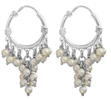 Pearl Chandelier Hoop Earrings in Sterling Silver