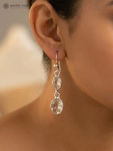 Faceted Green Amethyst Twin Sterling Silver Earrings