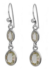 Faceted Green Amethyst Twin Sterling Silver Earrings