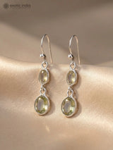 Faceted Green Amethyst Twin Sterling Silver Earrings