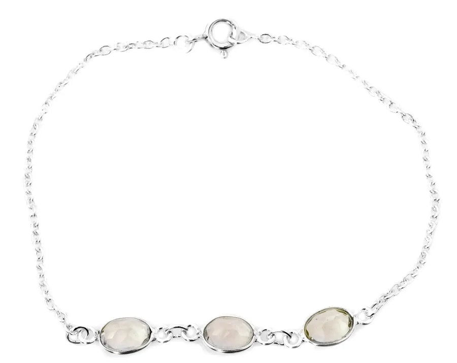 Faceted Green Amethyst Sterling Silver Bracelet
