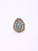 Faceted Labradorite Spiral Sterling Silver Ring