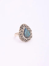 Faceted Labradorite Spiral Sterling Silver Ring