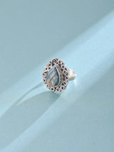 Faceted Labradorite Spiral Sterling Silver Ring
