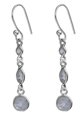 Faceted Rainbow Moonstone Sterling Silver Earrings