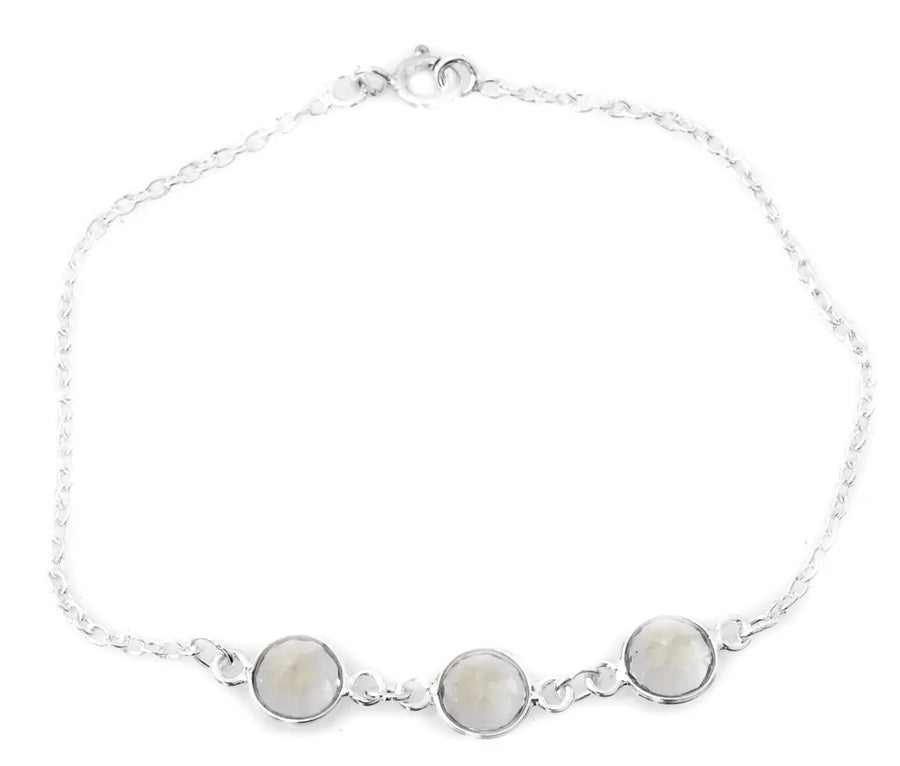 Faceted Green Amethyst Sterling Silver Bracelet