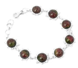 Ruby Zoisite Granulation Sterling Silver Bracelet