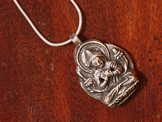 Tsongkhapa Sterling Silver Pendant for Buddhist Devotion