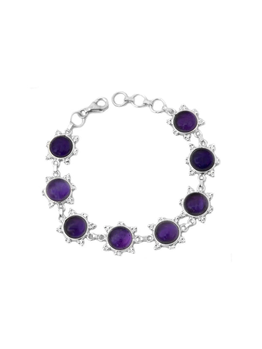 Onyx, Ruby Zoisite and Tiger Eye Sterling Silver Bracelet