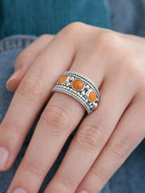 Granulated Coral Sterling Silver Ring