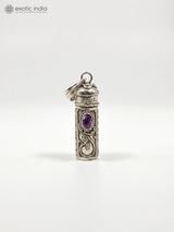 Amethyst and Lapis Lazuli Gau Box Sterling Silver Pendant
