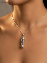 Amethyst and Lapis Lazuli Gau Box Sterling Silver Pendant