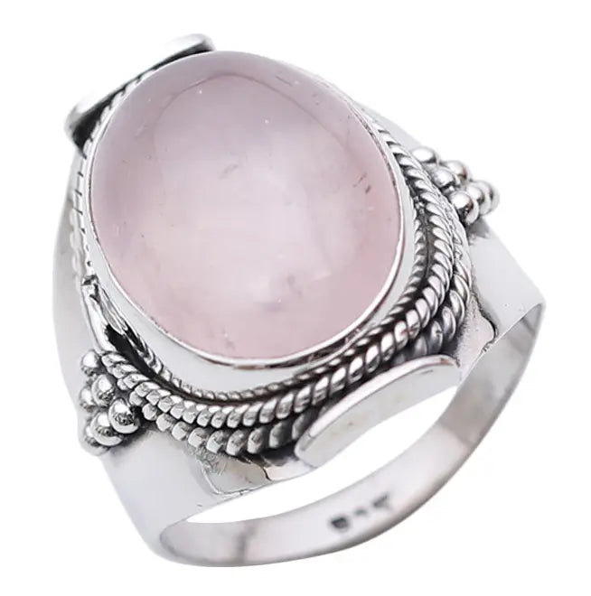 Rose Quartz Sterling Silver Ring in Polished Finish