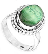 Malachite Sterling Silver Ring in Polished Finish