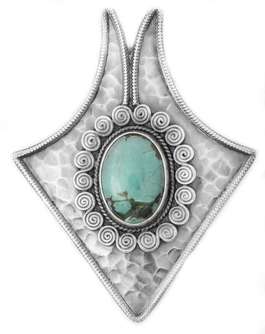 Turquoise Spiral Sterling Silver Pendant