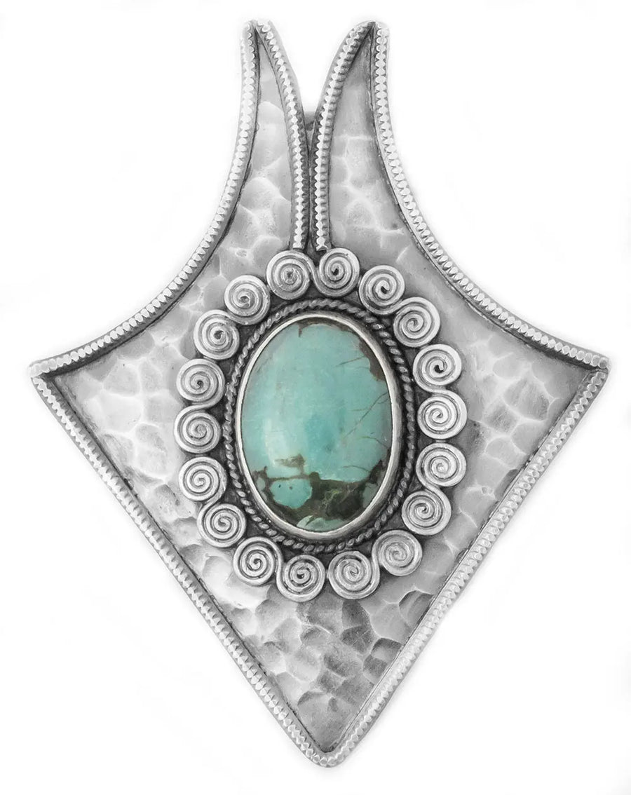 Turquoise Spiral Sterling Silver Pendant