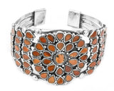 Turquoise Flower Inlay Sterling Silver Cuff Bracelet