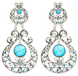 Paisley Cut Glass Dangle Earrings in White Metal