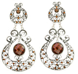 Paisley Cut Glass Dangle Earrings in White Metal
