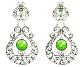 Paisley Cut Glass Dangle Earrings in White Metal