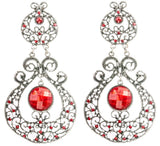 Paisley Cut Glass Dangle Earrings in White Metal