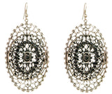 Twin Oval Cut Glass Earrings in White Metal
